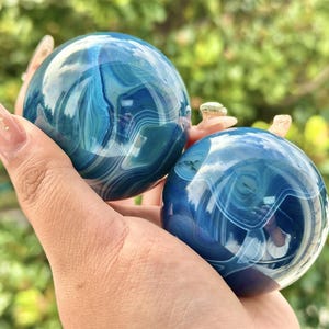 1PC 50mm+ Blue Agate Sphere,Quartz Crystal,Crystal Ball Carving,Reiki Healing Crystal,Home Decor