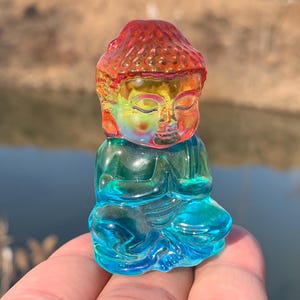 2.2''+ Color plating Smelting quartz,hand carved,Crystal Buddha,Buddha Skull specimen,Home Decoration