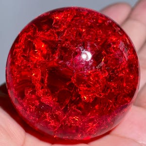 1.9'' Red Ball Aura Crackle glass Sphere,crystal Magical ball,Explode glass ball, Aura Crystal Glass Ball