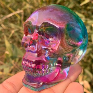3.2" Color plating Smelting quartz,quartz crystal,hand carved,Crystal skull specimen,Smelting skull