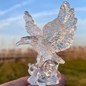 3.15" Clear melting quartz Stone eagle skull,Crystal eagle