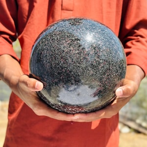 200MM Natural Pink Ruby Spinel Sphere in Matrix – Healing Crystal for Meditation Decorative Spiritual Stone