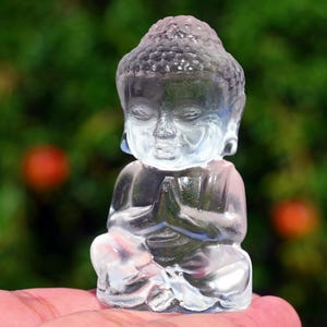 2.3 Inches Smelting Quartz Carved Buddha,healing crystal,Crystal buddha,crystal skull,Quartz skull,Buddha ornament