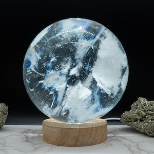 White Smelted Quartz Crystal Healing Sphere Meditation Gemstone