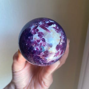 Unicorn Stone Sphere, Healing Crystal Ball, Gemstone Orb, Lepidolite, Pink Tourmaline