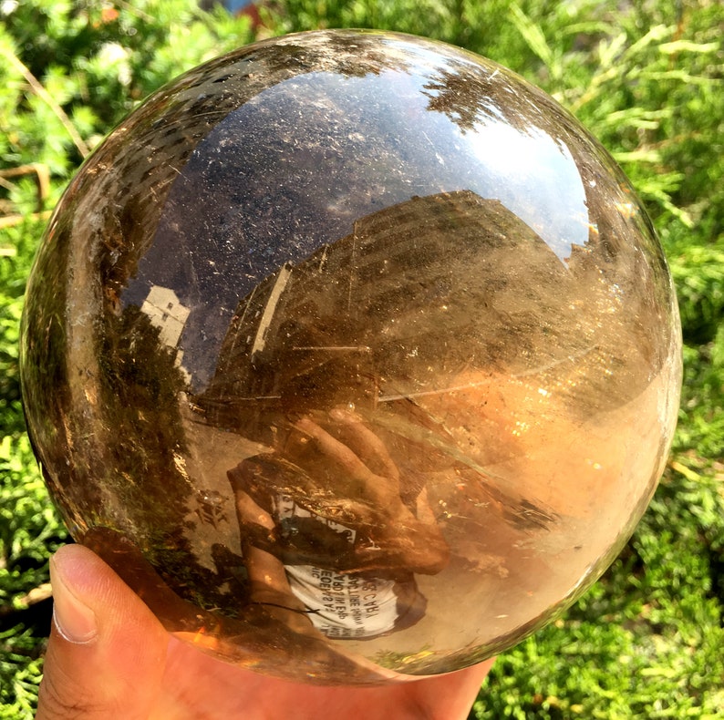 Large Clear Rainbow Smoky Crystal Quartz Sphere/Rainbow Crystal Ball/Rare Quartz/Meditation