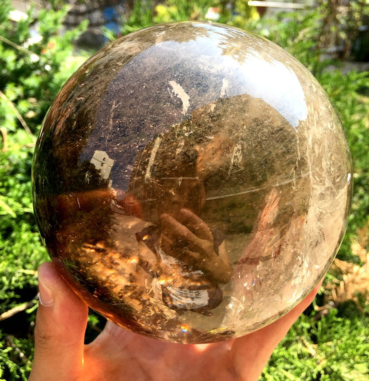Large Clear Rainbow Smoky Crystal Quartz Sphere/Rainbow Crystal Ball/Rare Quartz/Meditation