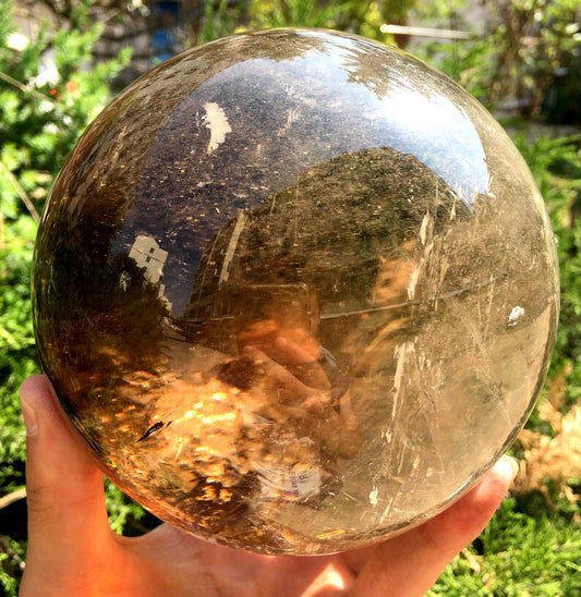 Large Clear Rainbow Smoky Crystal Quartz Sphere/Rainbow Crystal Ball/Rare Quartz/Meditation