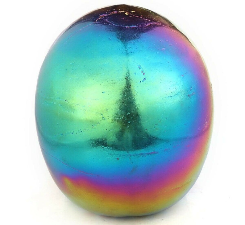 Rainbow Mystic Crystal Skull 5 In 2.8 Lbs Realistic Hand Carved Aura Titanium