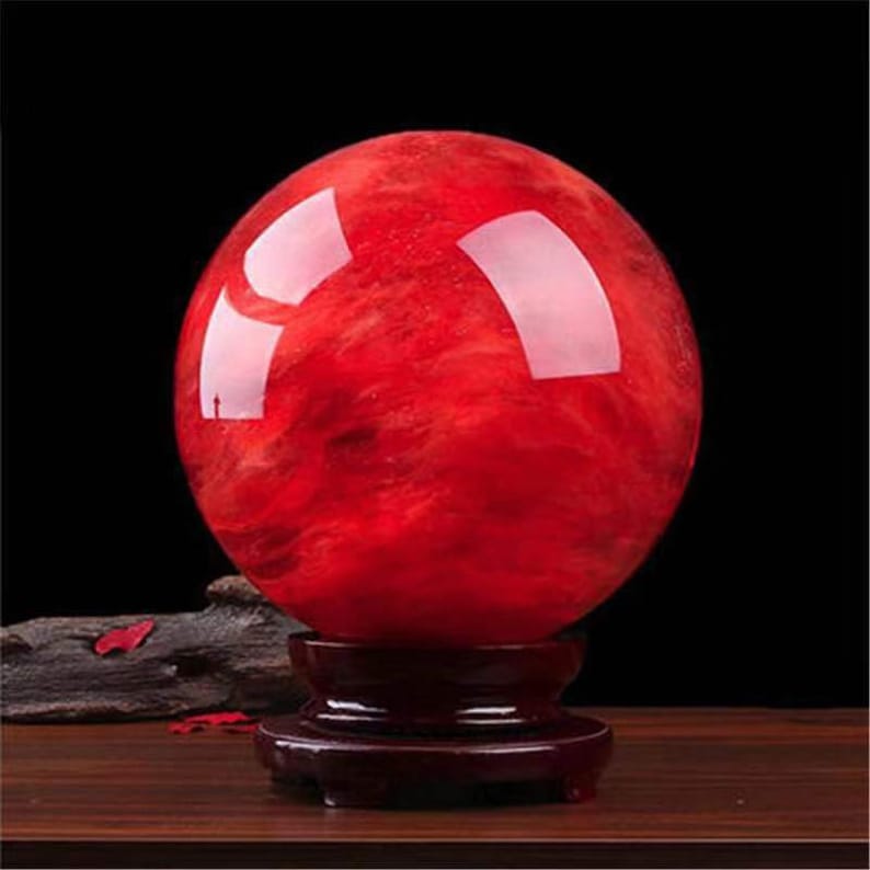 Red smelting ball quartz mineral crystals sphere healing stones decoration feng shui
