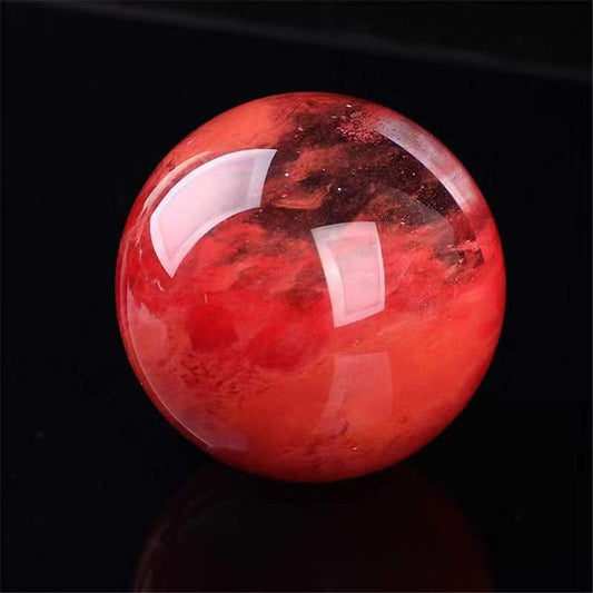Red smelting ball quartz mineral crystals sphere healing stones decoration feng shui