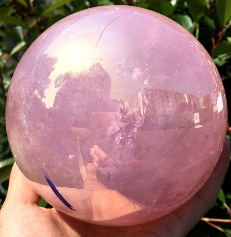 Aura Quartz Polished Sphere/Angel Aura Quartz Crystal Cluster/Rose Crystal Ball/Special Gift/Chakra
