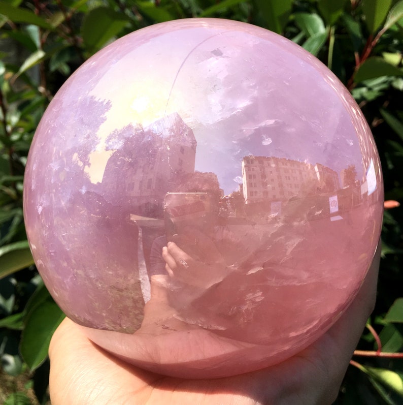 Aura Quartz Polished Sphere/Angel Aura Quartz Crystal Cluster/Rose Crystal Ball/Special Gift/Chakra