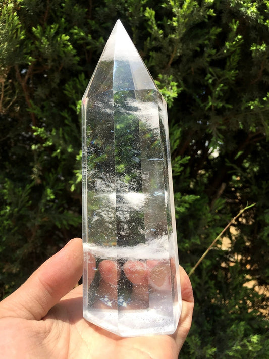 Clear Smelt white quartz point/Clear Smelt quartz Polished Meditation Stone/Healing Stone/Reiki/Chakra