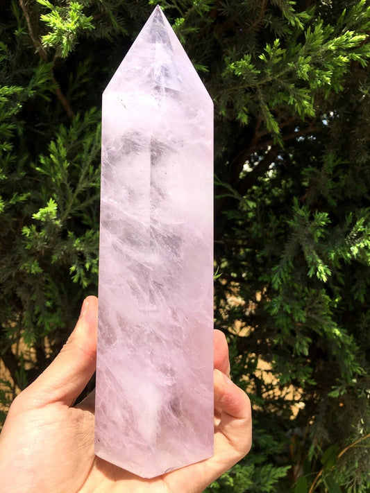 Clear Smelt Pink quartz point/Clear Smelt quartz Meditation Stone/Healing Stone/Reiki/Chakra
