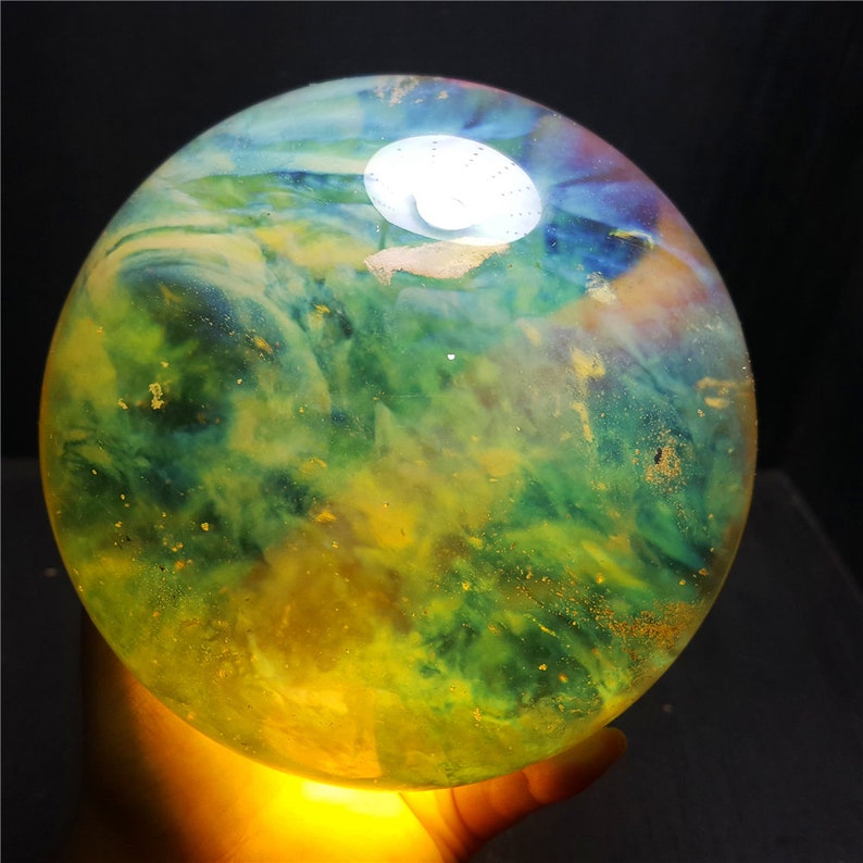Sphère de cristal de quartz jaune citronné, sélection aléatoire/Quartz fondu 