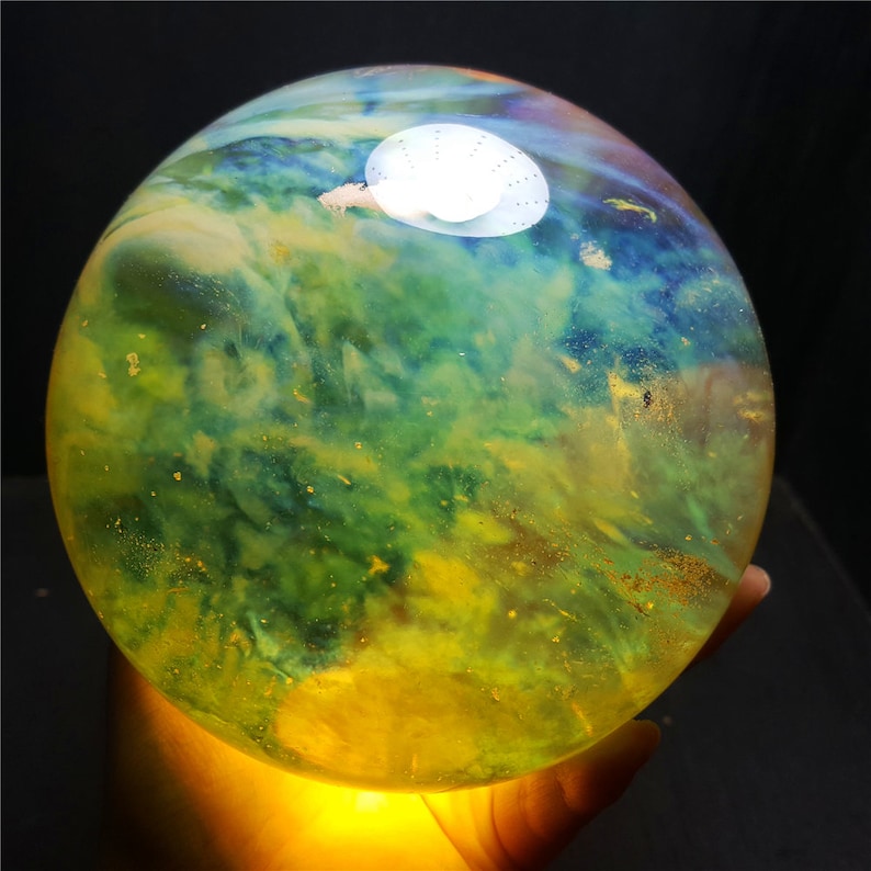 Sphère de cristal de quartz jaune citronné, sélection aléatoire/Quartz fondu 