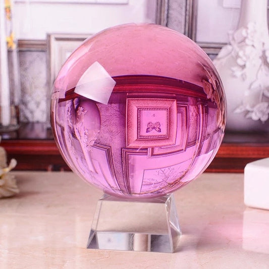 Crystal ball, pink crystal ball glass gaze crystal ball divination healing series, visual impact love ball