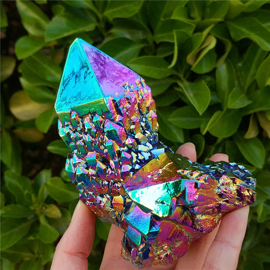Aura Titanium Rainbow color Quartz Crystal Cluster Angel Aura Quartz Crystal Cluster Healing