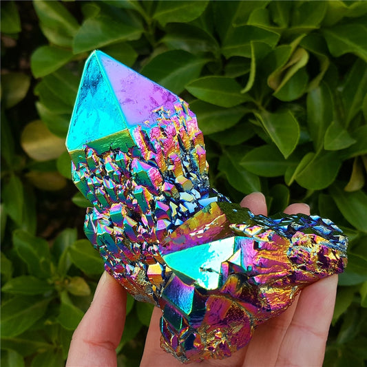 Aura Titanium Rainbow color Quartz Crystal Cluster Angel Aura Quartz Crystal Cluster Healing