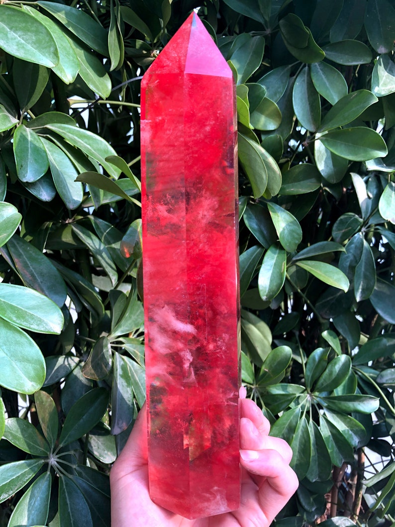 Red Smelt Red quartz point/Red Smelt quartz Tower/Meditation Stone/Healing Stone