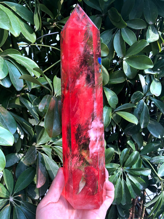 Red Smelt Red quartz point/Red Smelt quartz Tower/Meditation Stone/Healing Stone