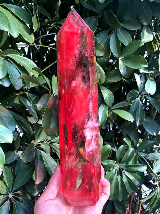 Red Smelt Red quartz point/Red Smelt quartz Tower/Meditation Stone/Healing Stone