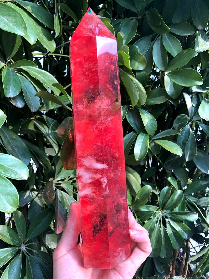 Red Smelt Red quartz point/Red Smelt quartz Tower/Meditation Stone/Healing Stone