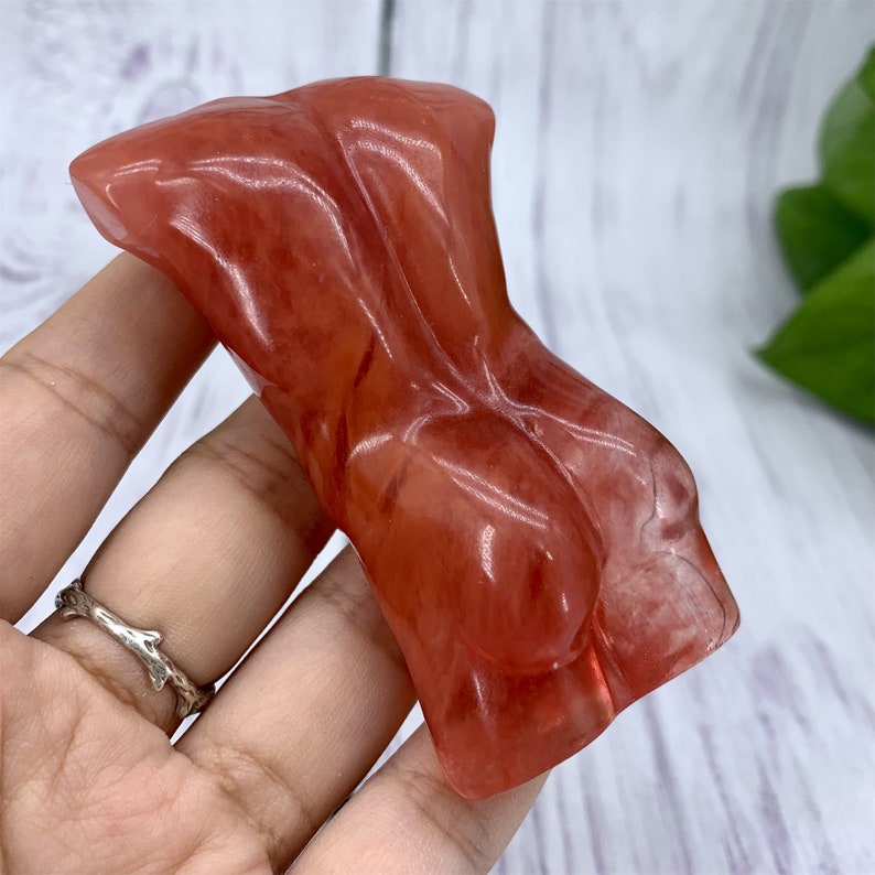 3“ Red melting stone Male Models,Crystal Carved,Hand Carved,Home Decoration