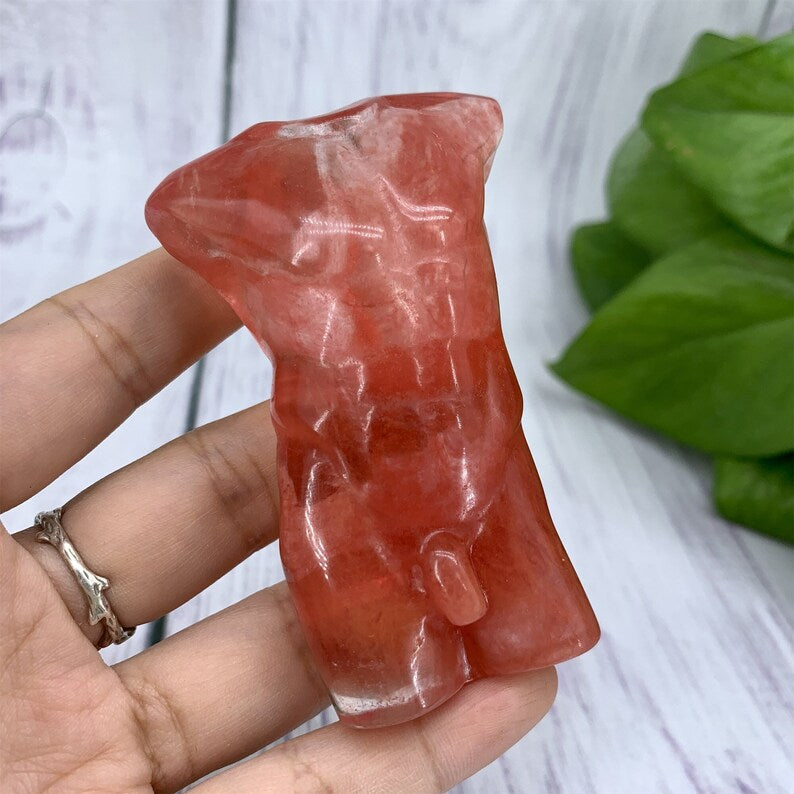 3“ Red melting stone Male Models,Crystal Carved,Hand Carved,Home Decoration