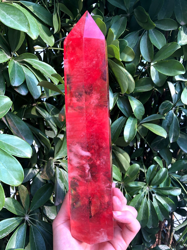 Red Smelt Red quartz point/Red Smelt quartz Tower/Meditation Stone/Healing Stone