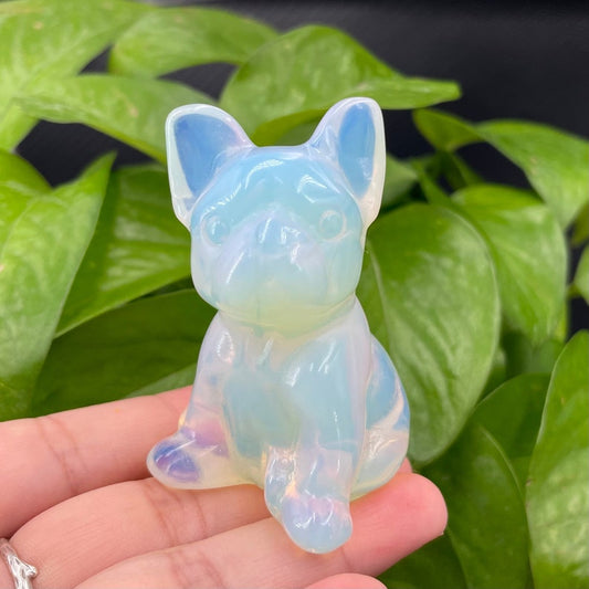 1pc Opalite French Bulldog,Hand Carved,Crystal Healing,Crystal Animal,Home Decoration