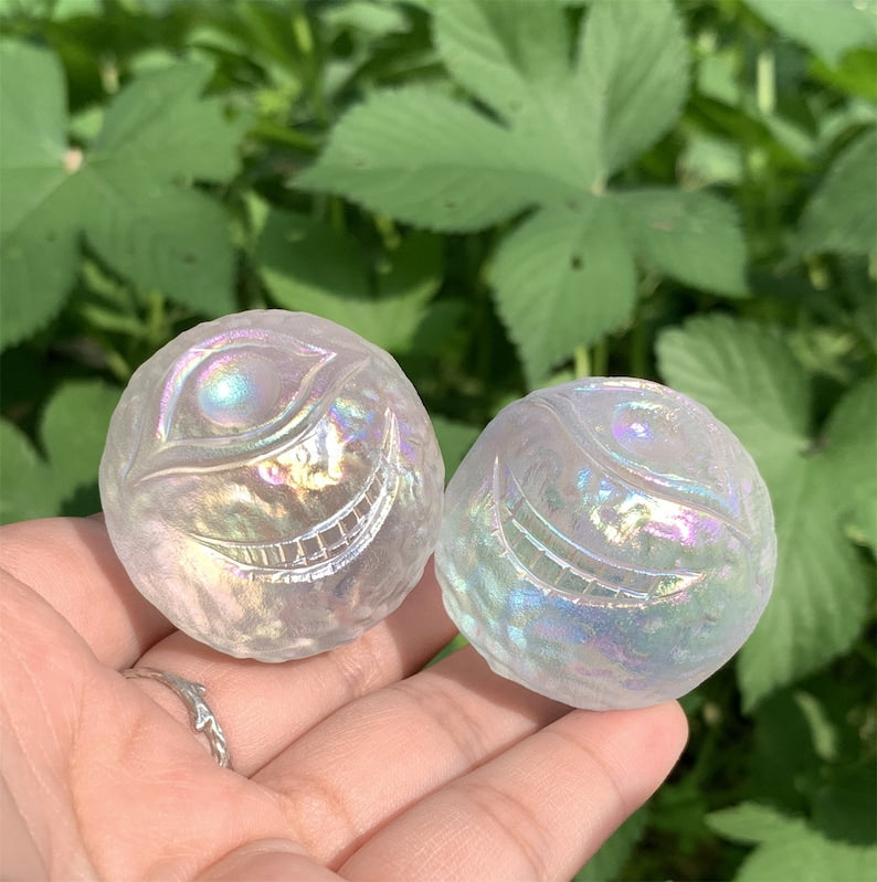 Titanium Rainbow Melting stone ball,Eye Ball,Hand Carved,Home Decoration,Crystal Collection