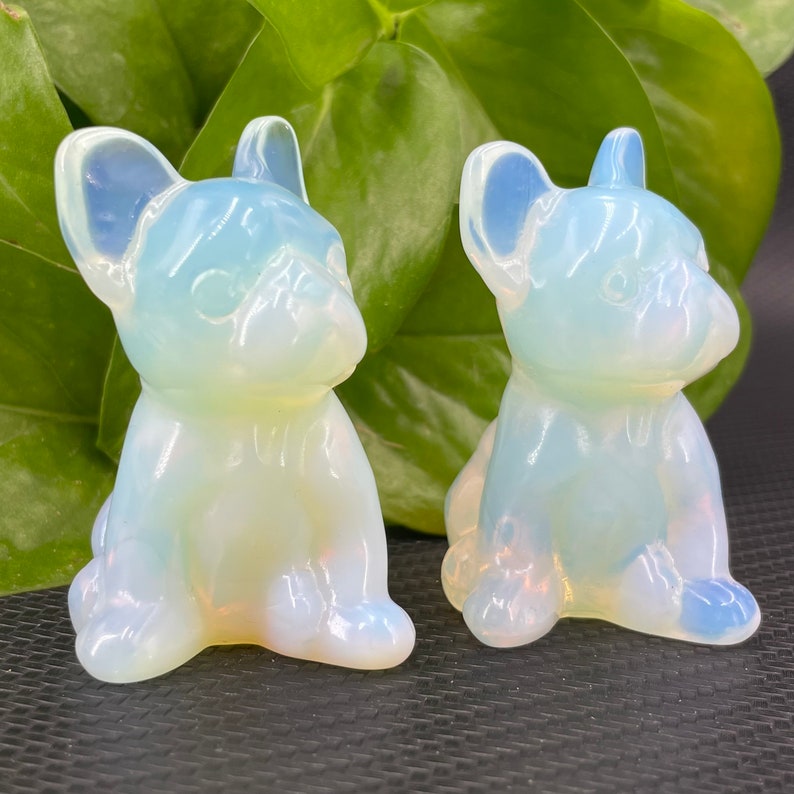 1pc Opalite French Bulldog,Hand Carved,Crystal Healing,Crystal Animal,Home Decoration