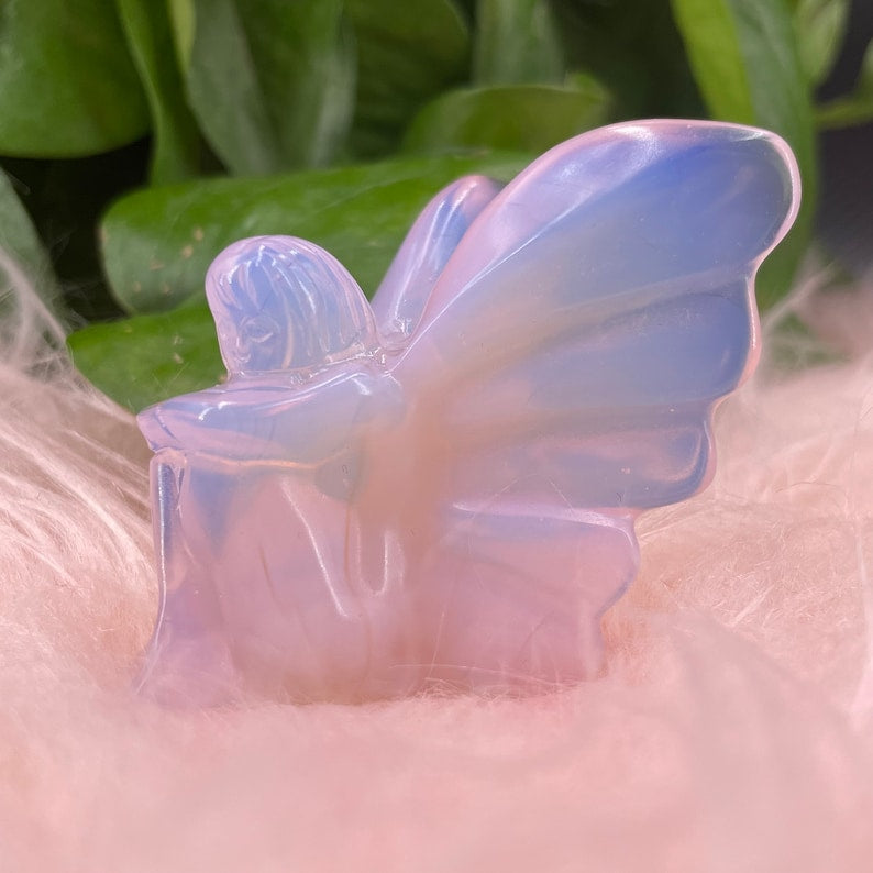 Pink Opalite Butterfly Fairy,Carved Crystal,Home Decoration,Crystal Healing,Crystal Gift,Crystal Energy