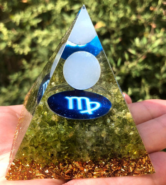 Magic Opal Sphere Dumortierite Orgone,Crystal Pyramid Orgonite,Positive Energy Generator,Chakra Energy Healing,Energy stone