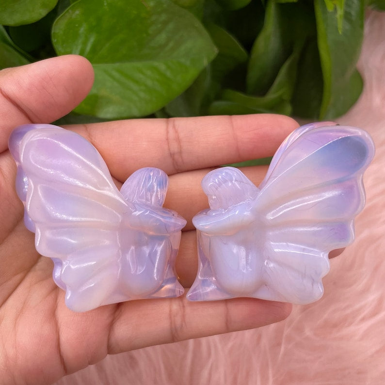 Pink Opalite Butterfly Fairy,Carved Crystal,Home Decoration,Crystal Healing,Crystal Gift,Crystal Energy