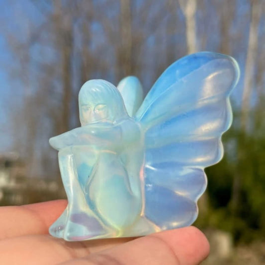 Pink Opalite Butterfly Fairy,Carved Crystal,Home Decoration,Crystal Healing,Crystal Gift,Crystal Energy