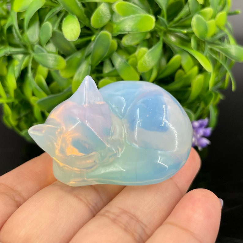 Opalite Sleeping Cat,Hand Carved,Home Decoration,Crystal Collection