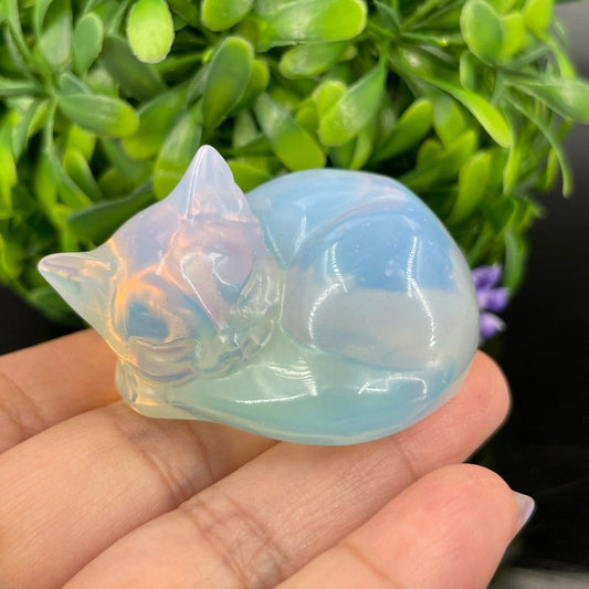 Opalite Sleeping Cat,Hand Carved,Home Decoration,Crystal Collection