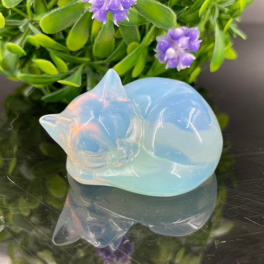 Opalite Sleeping Cat,Hand Carved,Home Decoration,Crystal Collection