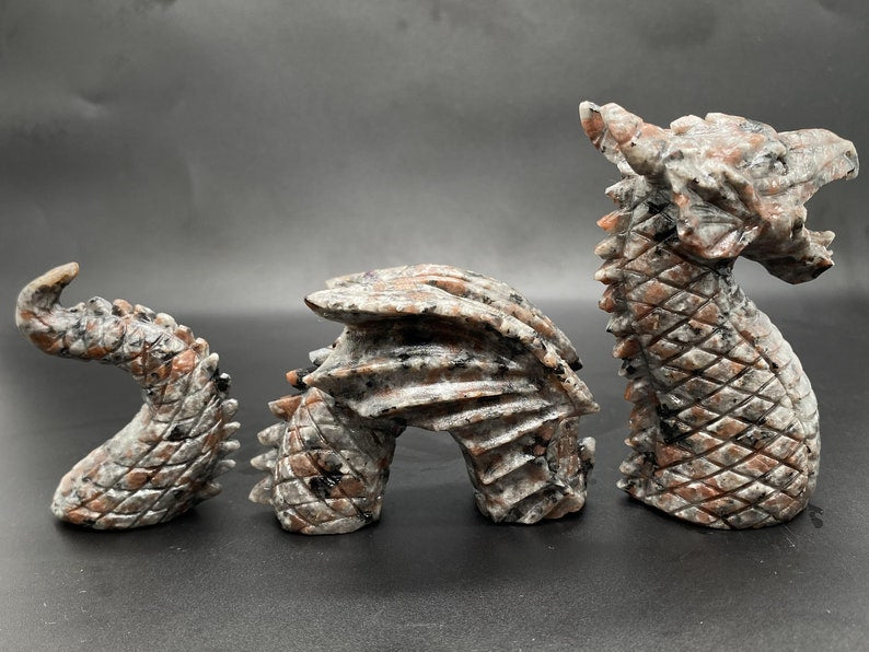 6" Natural Yooperlite Carved Dragon,Quartz Crystal Carved ,Crystal Dragon Head ,Yooperlite Dragon