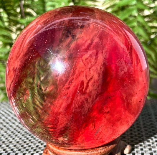 Clear Smelt Red quartz Sphere/Clear Smelt quartz Polished Meditation Stone