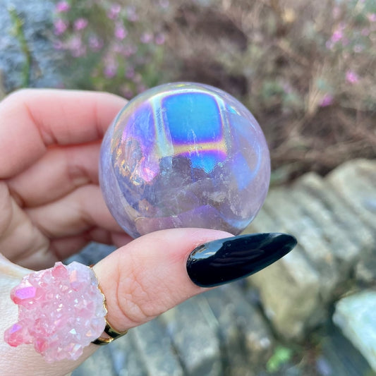Amethyst Aura Sphere Crystal Ball Home Decor Stone Ornament