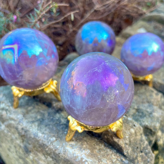 Amethyst Aura Sphere Crystal Ball Home Decor Stone Ornament