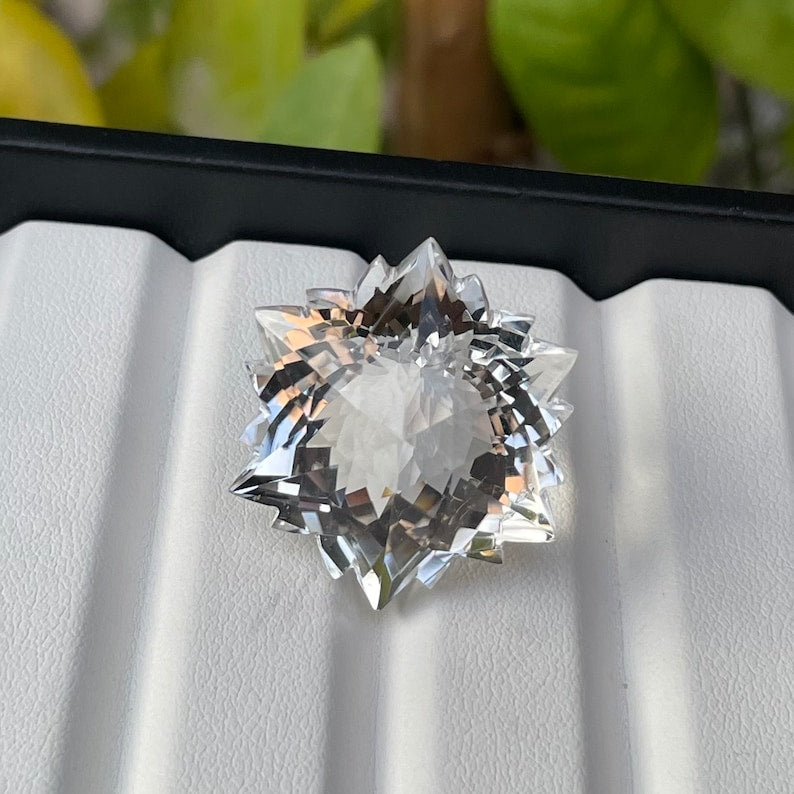 Crystal Quartz Snowflake cut Gemstone Very Special Cut, Shape-Hexagon Crystal Snowflake cut Loos