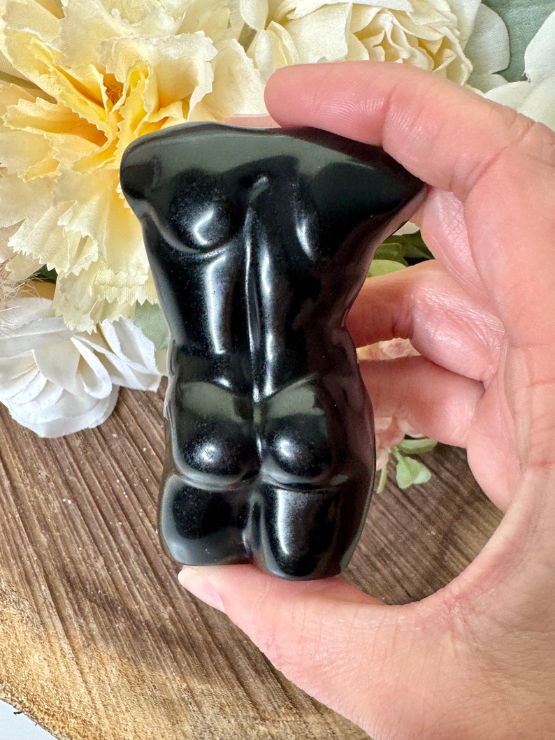 Obsidian Male Body Carving Crystal Man Torso Carving, Obsidian Male Body Carving, Man Body