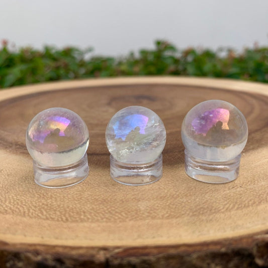 15-20MM Aura Quartz Sphere or Aura Rose Quartz Sphere, Crystal Ball, Pocket Stone, Crown Chakra