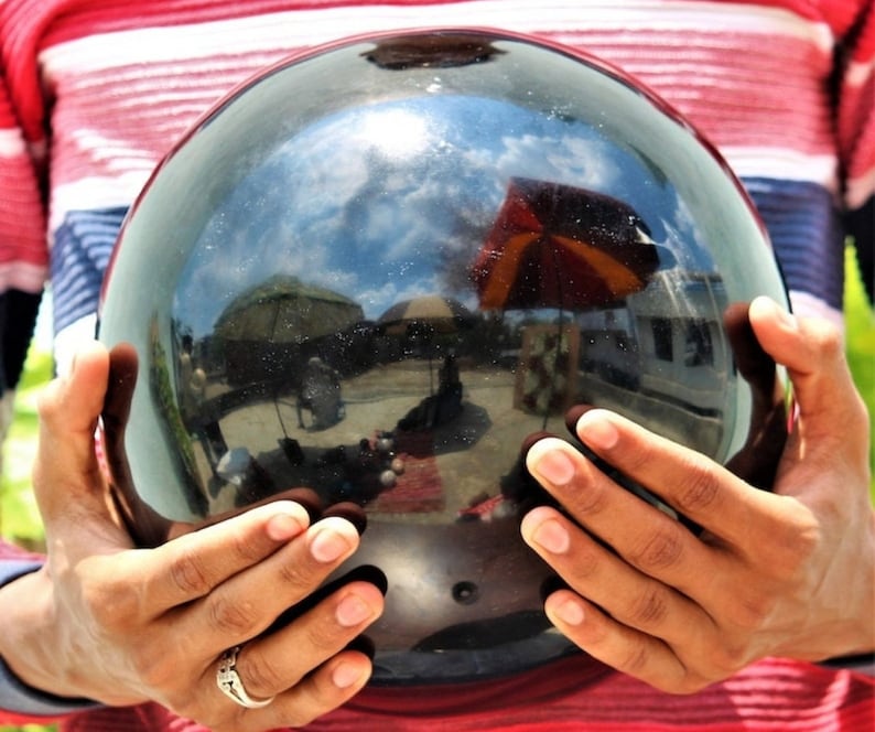 Customized Black Obsidian Sphere Large Crystal Ball Chakra Healing Stone Crystal Décor Protection Stone Aura Metaphysical Decoration Ball