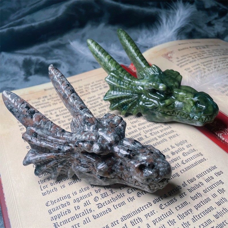 Natural Flame stone skull Dragon ,serpentine stone skull DragonHome Decor